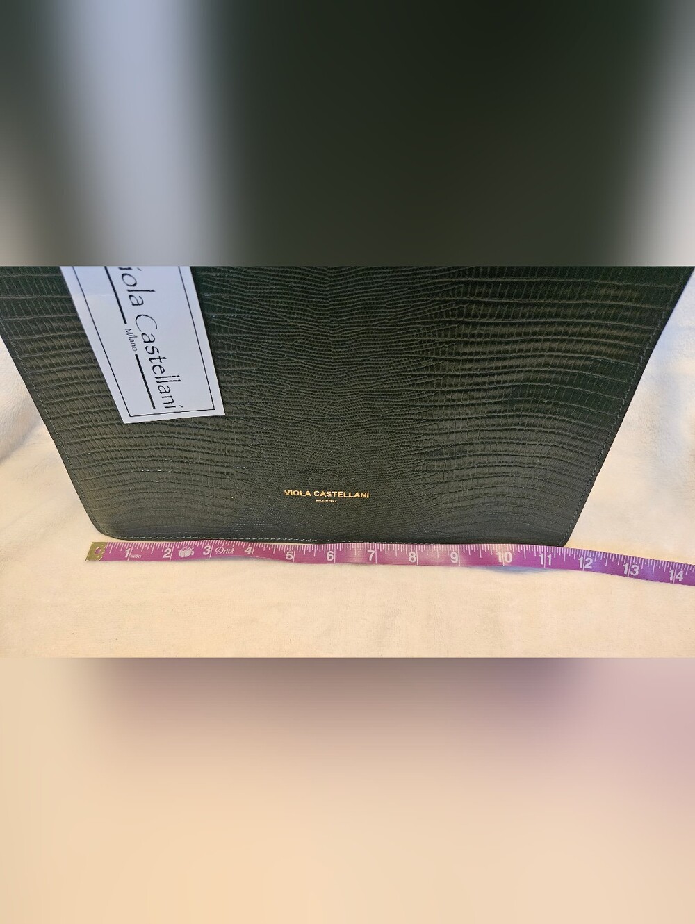 Viola Castellani Green Croc-Embossed Leather Tote Bag - Picture 4 of 5